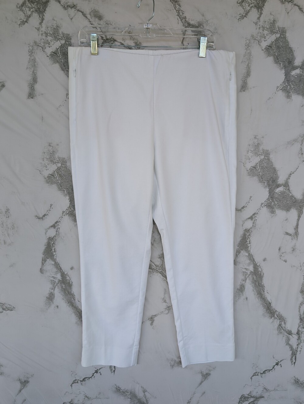 J. Jill White Essential Cotton Stretch Pull On Pants Trouser Womens Size 16P NWT